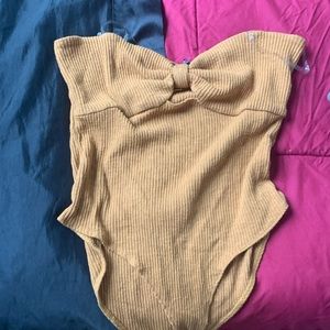 Fashion nova rust yellow strapless bodysuit